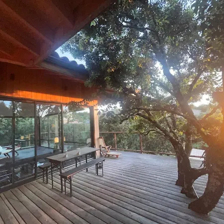 Japanese-style Wooden House Near Uzes With Pool And Beautiful View Villa